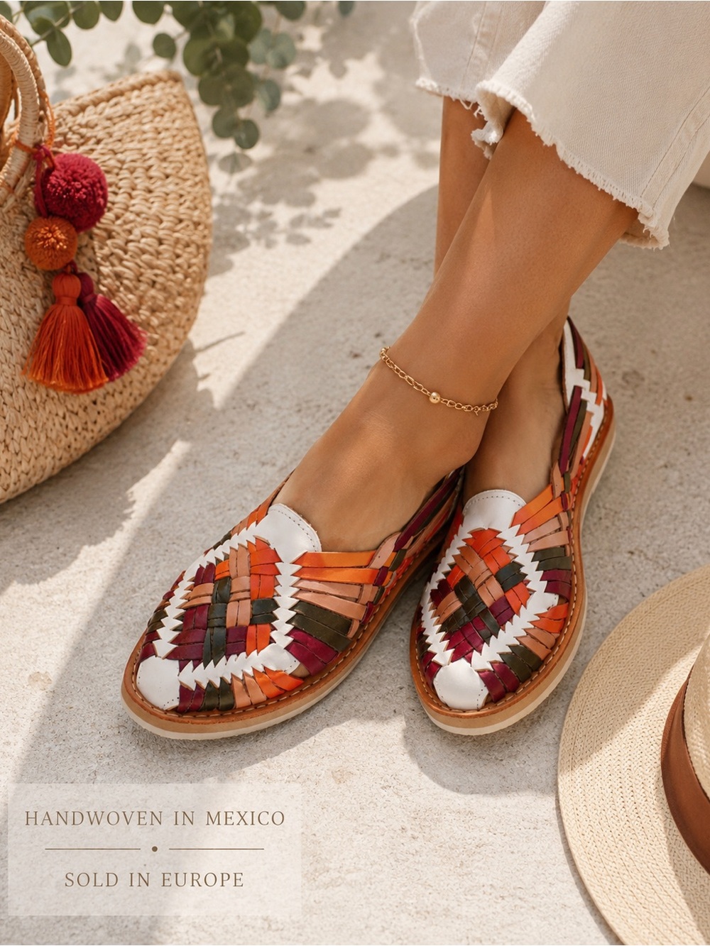 Mexas Artisan Leather Huarache Flats — Handwoven — Size 10 (EU 41)